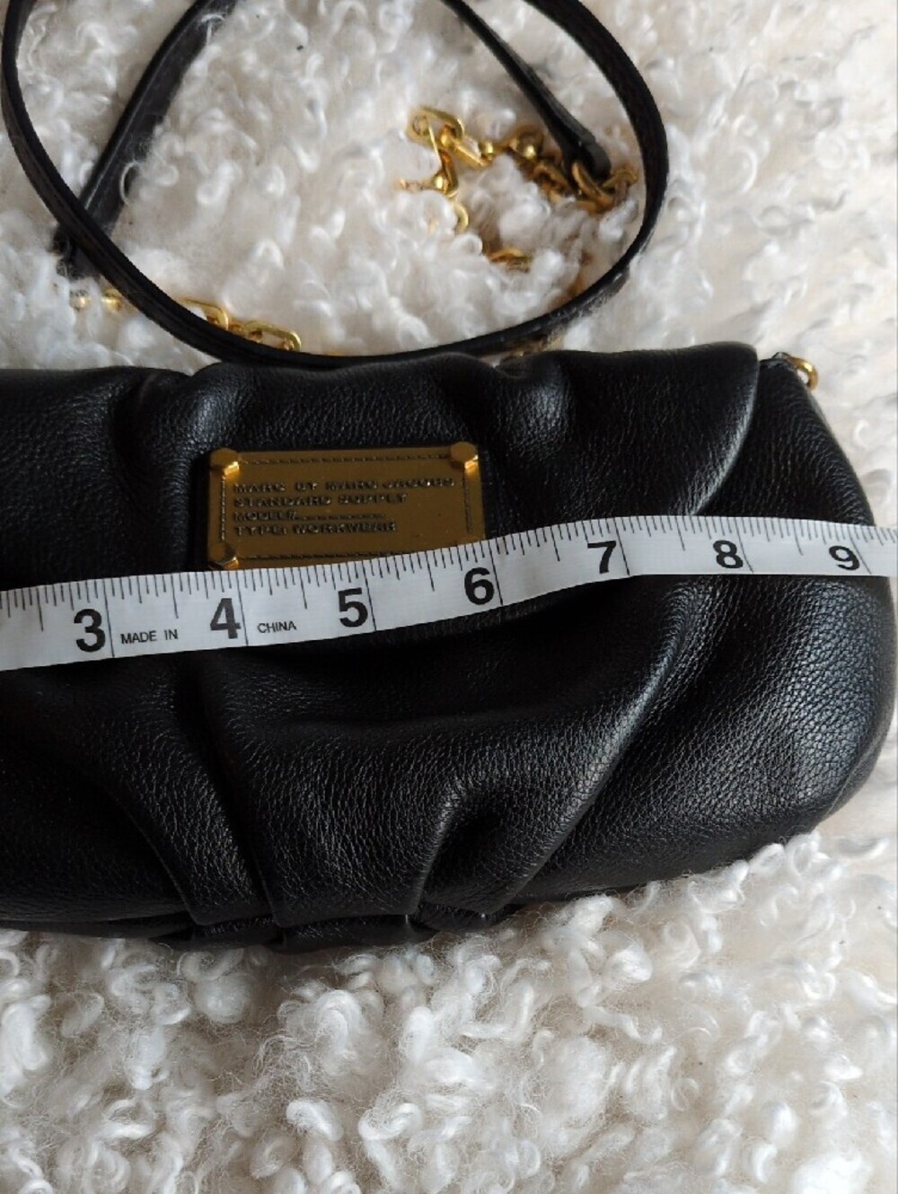 Marc by Marc Jacobs Black Leather Crossbody with Gold Chain Detail - Picture 7 of 8